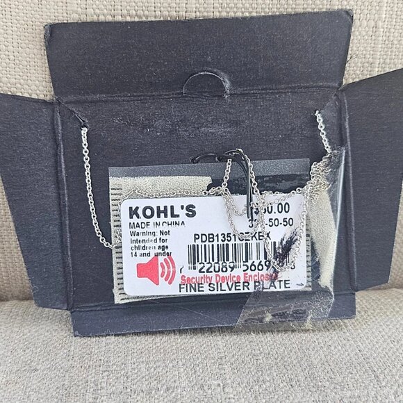 Micro Pave Necklace Cubic Zirconia Silver Tone Fashion Jewelry Khols NWT $60 - Picture 11 of 12